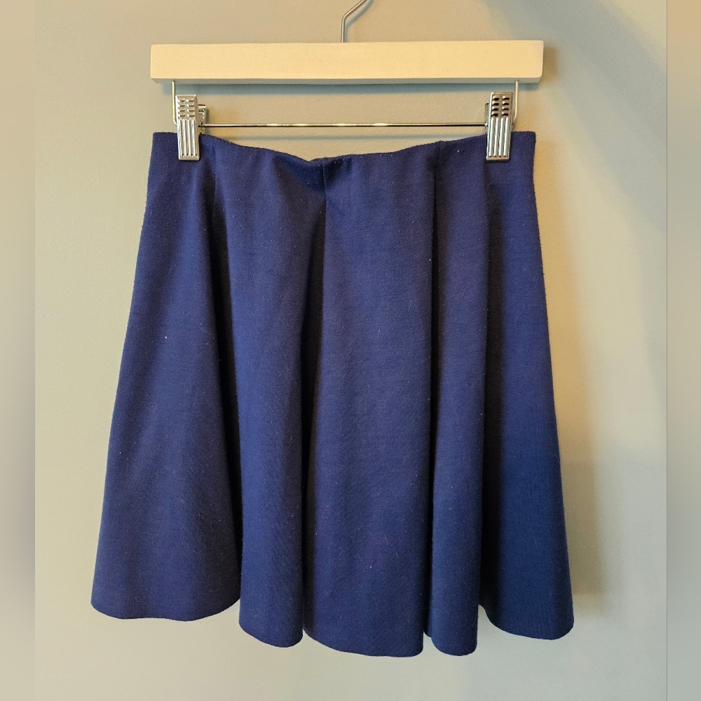 Zara Blue Midi Pleated A-Line Skirt